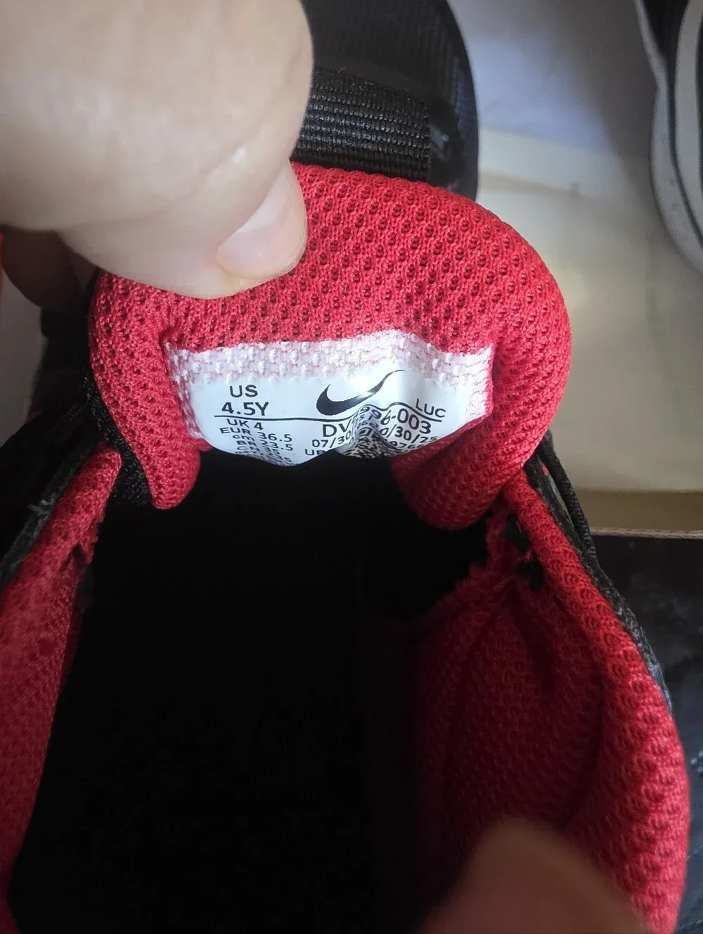 Nike Kids Black, Red and White Hook-and-Loop Sneakers